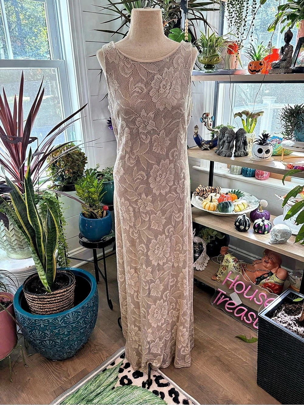 Harlow Nite Maxi Dress in Beige Size 12 Vintage